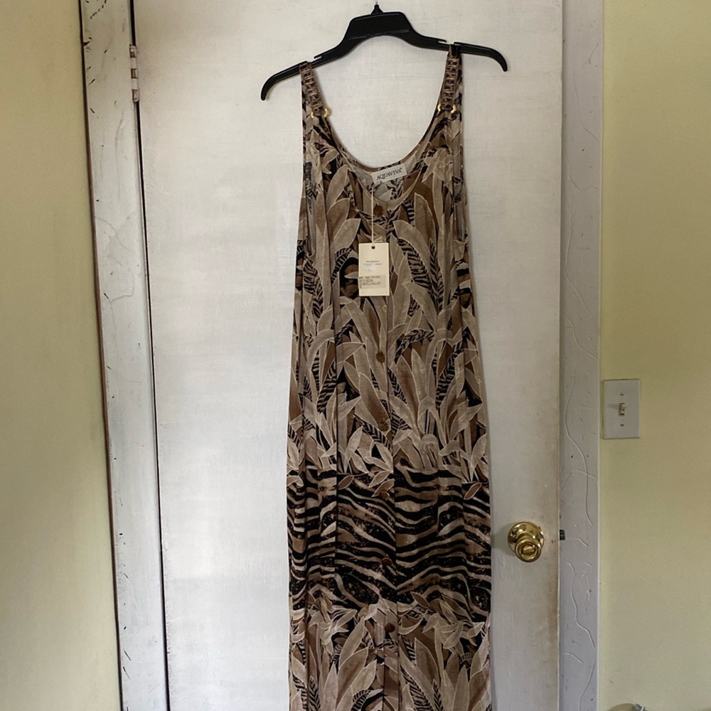Italian Designer Beautiful Print Button Down Maxi Dress New With Tags